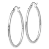 14k White Gold 2x35mm Polished Tube Hoop Earrings